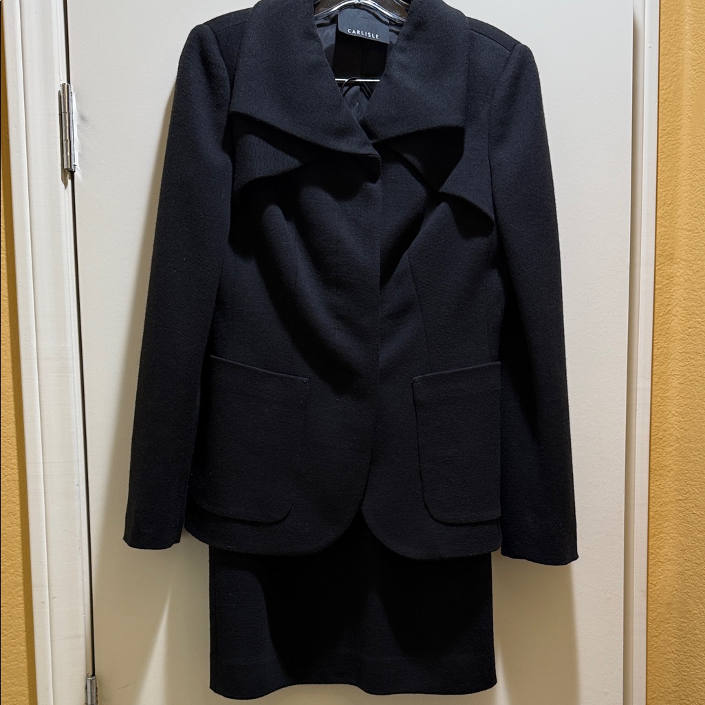 Carlisle Black Knit Women's 3 Piece Blazer Skirt And Pants Set